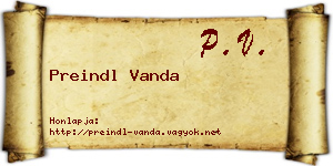 Preindl Vanda névjegykártya